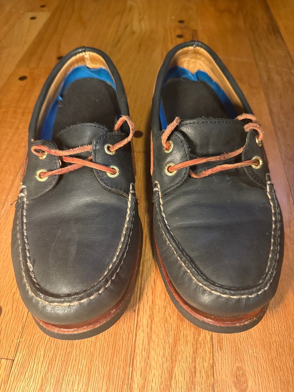 Sperry Gold Cup Authentic Original Boat Shoes Mens 9.5 Navy Leather AO 2-Eye